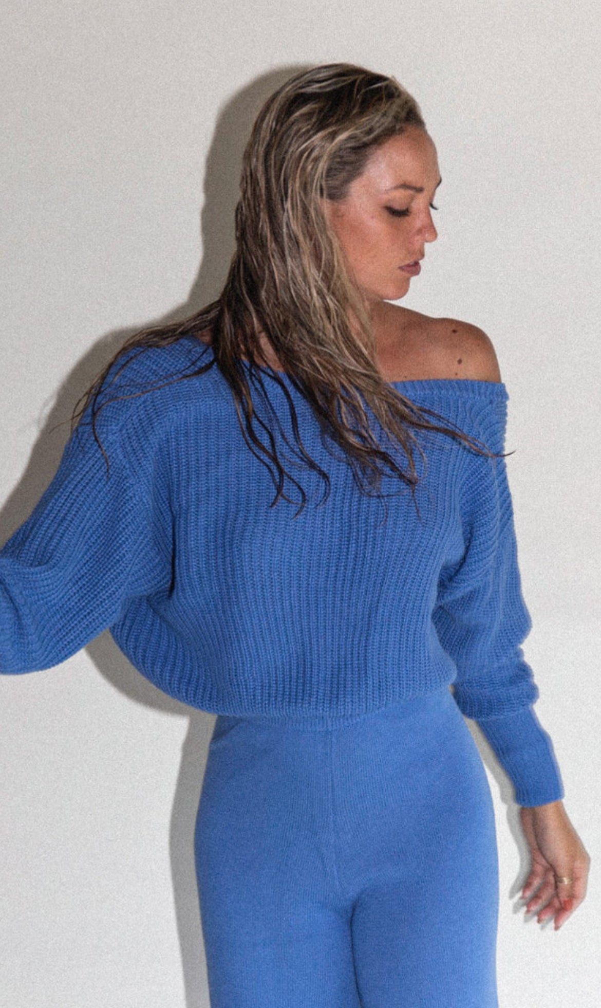 Women’s Blue Scoop Back Sweater