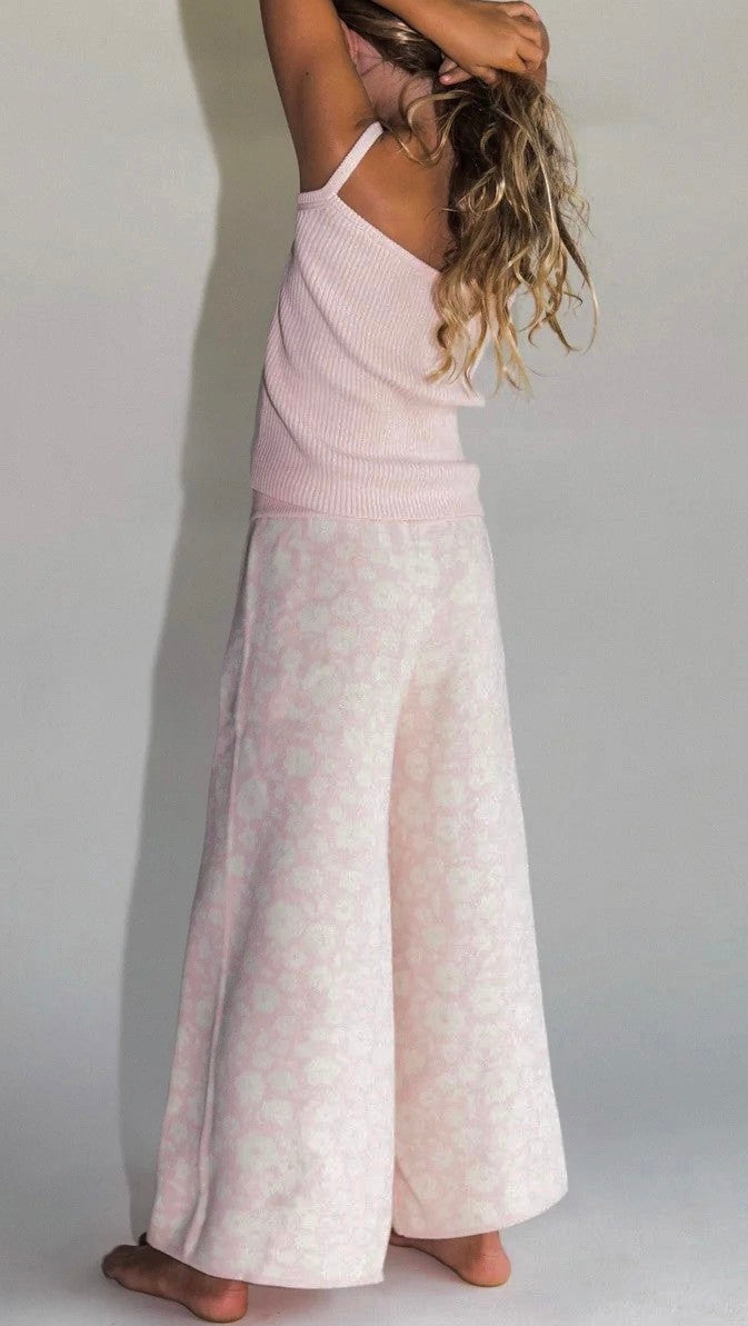 Pink Floral Knit Pants