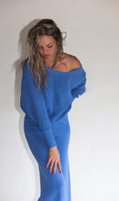 Load image into Gallery viewer, Women’s Blue Scoop Back Sweater
