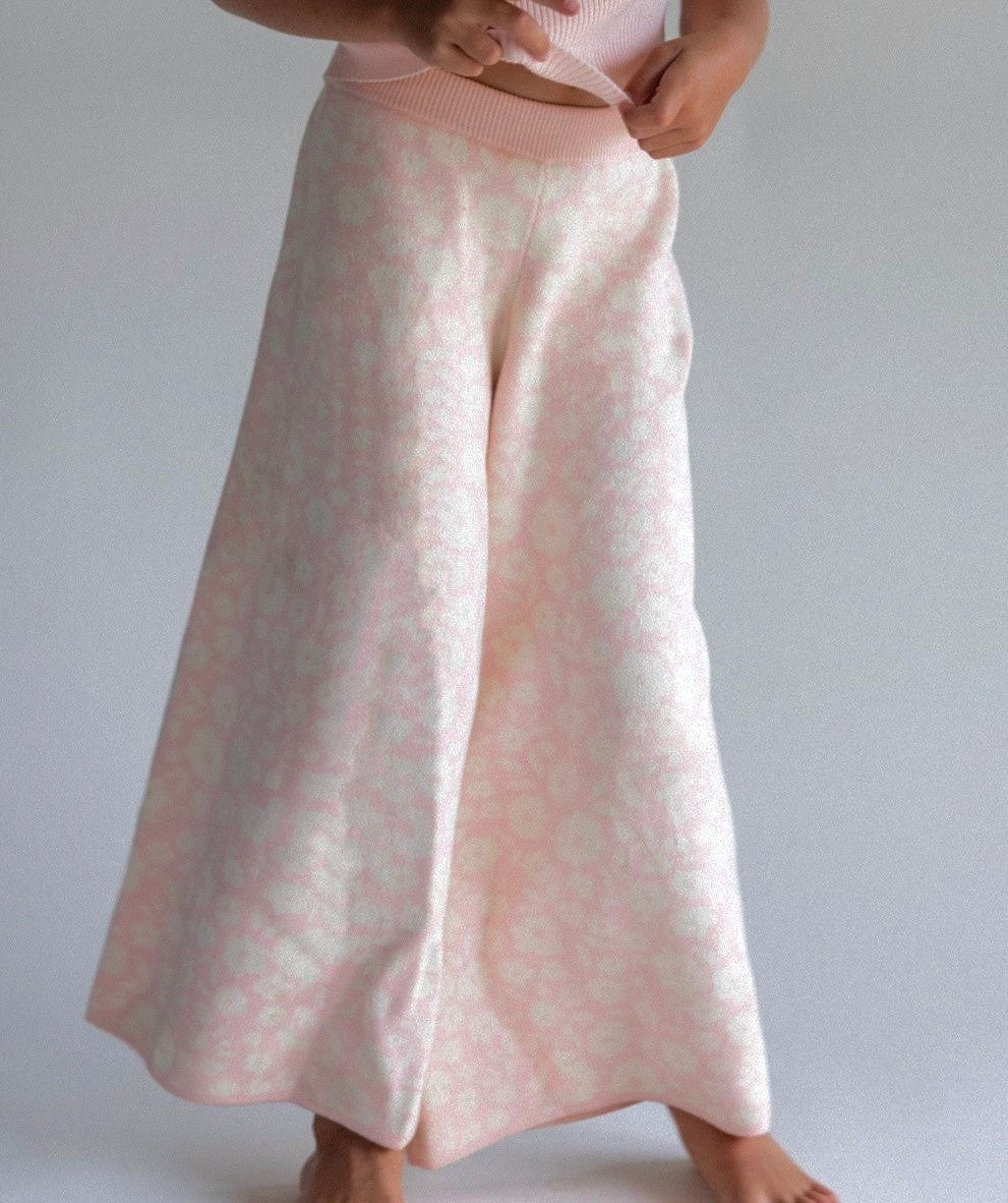 Pink Floral Knit Pants