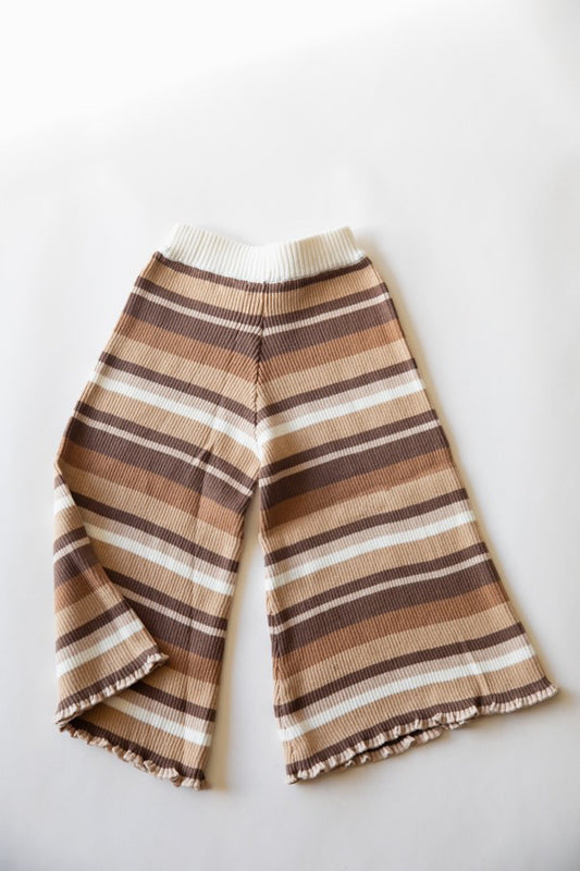 Brown Stripes Ribbed Knit Pants