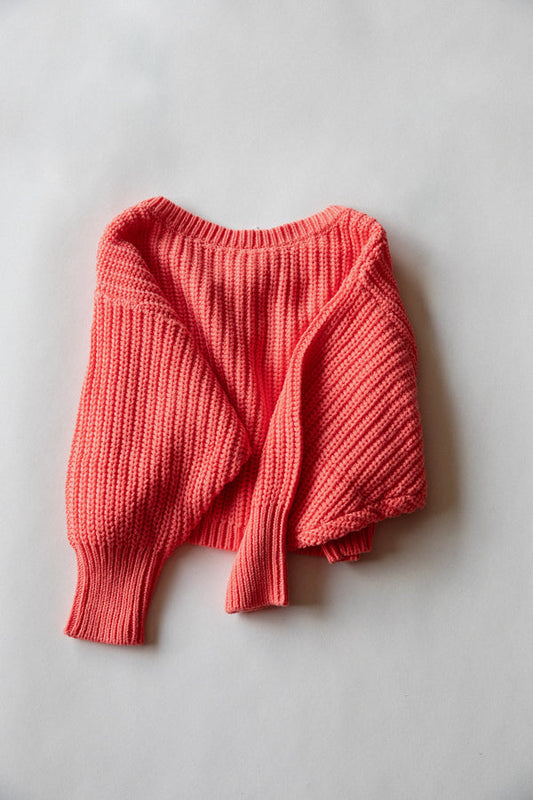 Coral Scoop Back Sweater