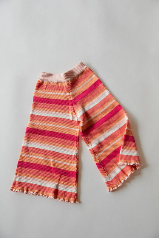 Pink Stripes Ribbed Knit Pants