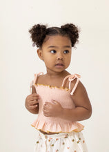 Load image into Gallery viewer, Smocked Crop Blouse Peach

