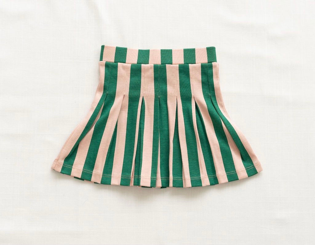 Watermelon Stripe Pleated Skirt