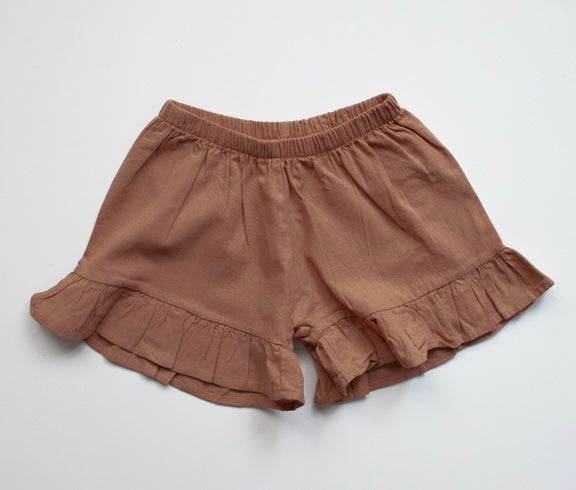 Cinnamon Frill Linen Shorts