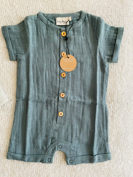 Muted Teal Button Romper