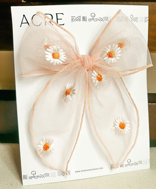 Fleur Peach Daisy Bow