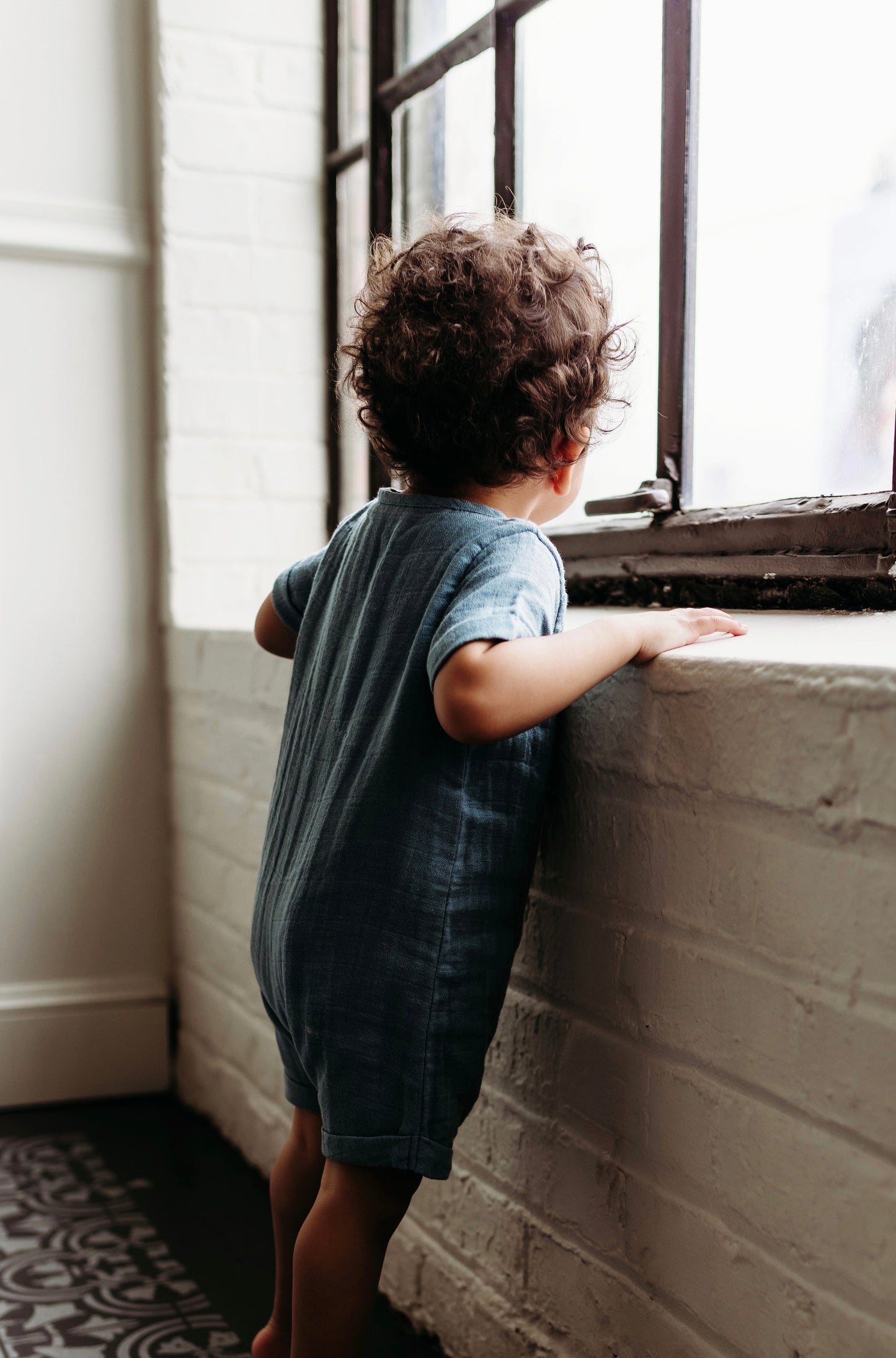 Muted Teal Button Romper