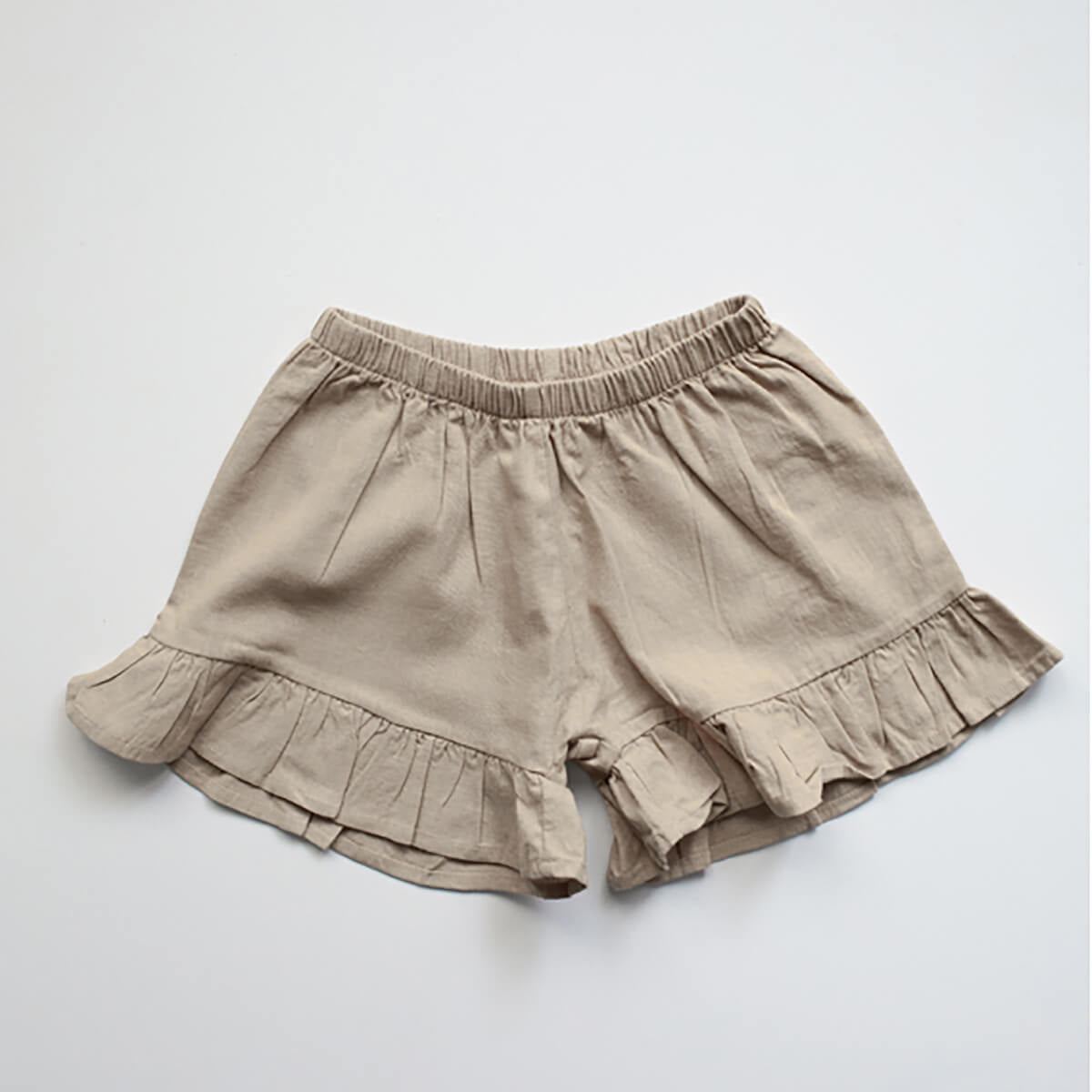 Oatmeal Frill Linen Shorts